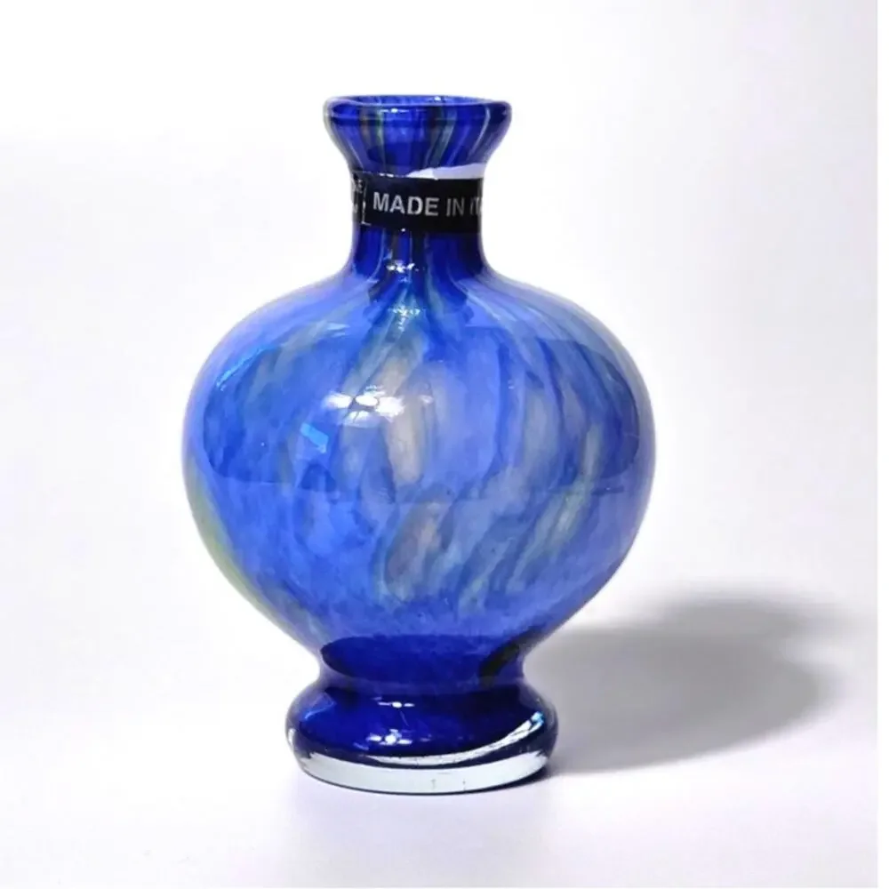 Vintage Lavorazione T.Murano Blue Green Glass Vase